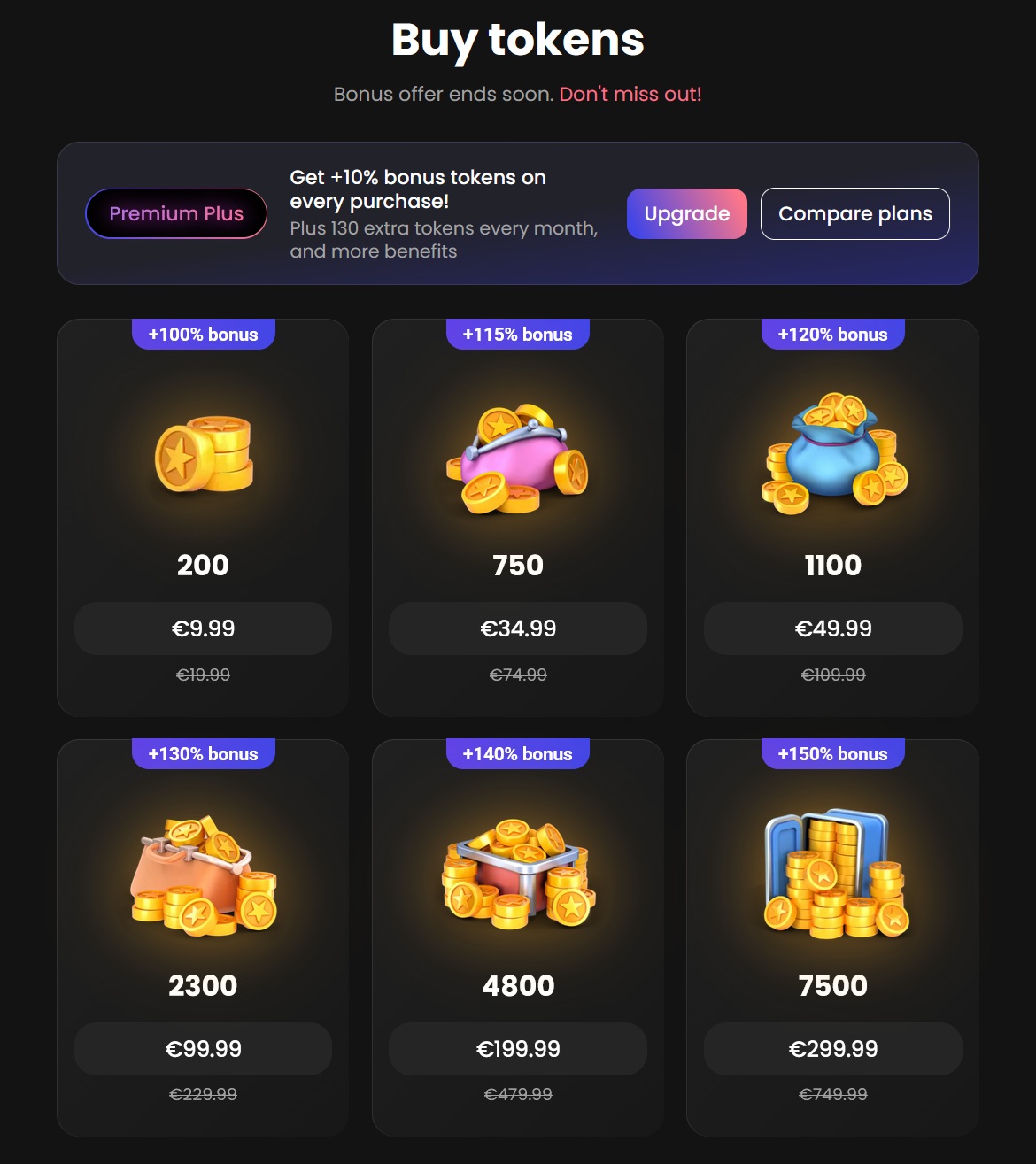 The cost of purchasing additional tokens for premium features inside Candy AI.